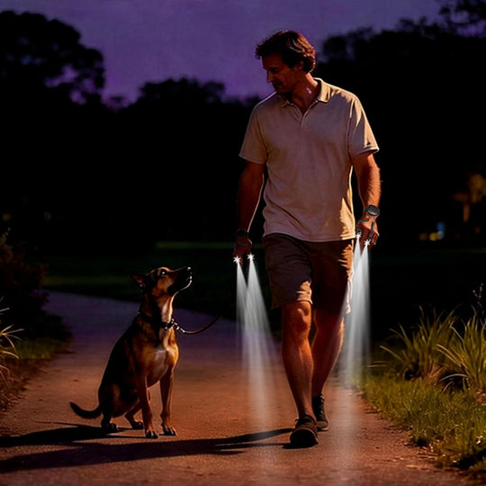 Rechargeable LED Lighted Gloves for Men – Hands-Free Fingertip Flashlights, Perfect Gift for Campers, Hunters & DIY Repair Enthusiasts (MOQ 10 Sets)