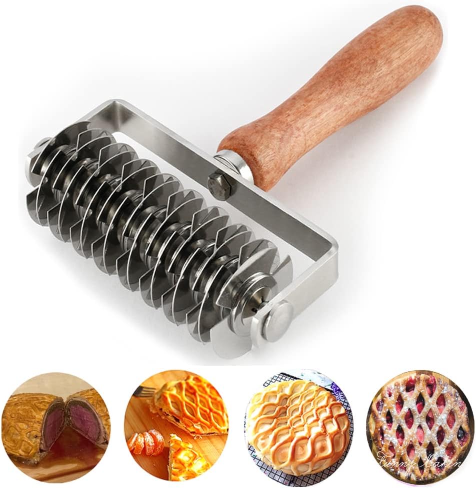 Stainless Steel Dough Lattice for Pie Pizza Bread beef wellington Pastry Crust Roller Cutter