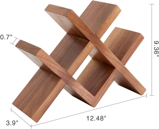 Rustic Oak Wooden Wine Rack Countertop – Free Standing Wine Bottle Holder Storage Display for Tabletop, Cabinets & Hutches