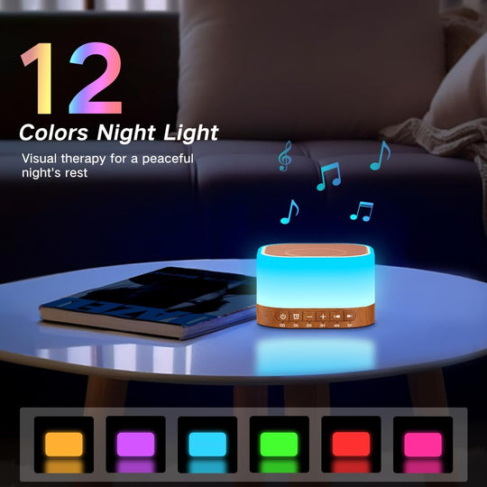 Sound Machine White Noise Machine with 25 Soothing Sounds 12 Colors Light with 10 Adjustable Levels (MOQ 10 Sets)