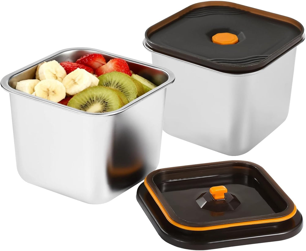 Stainless Steel Food Storage Containers with Lids, Leak-Proof Square Meal Prep Containers with Airtight Silicone Seal (MOQ 10 Sets)
