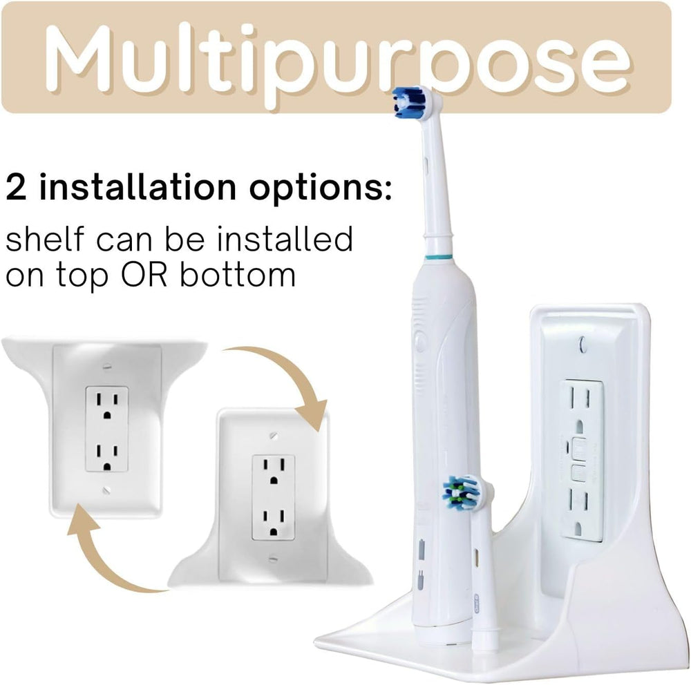 Wall Outlet Shelf Standard Vertical Duplex Outlet with Cable Channel (MOQ 10 Sets)