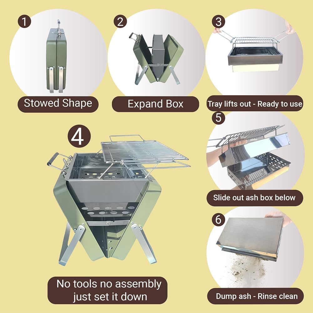 Outdoor Portable Barbecue Grill Briefcase Style Folding Charcoal Camping Grills (MOQ 10 Sets)