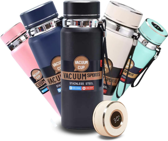 Stainless Steel Water Bottle, Double Walled & Vacuum Insulated,1000ml with temp display (MOQ 10 Sets)