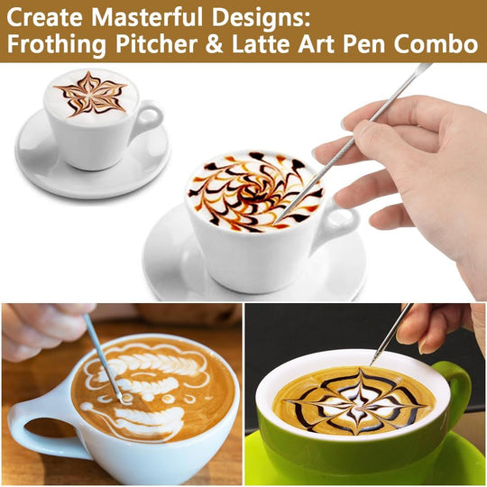 Stainless Steel Frothing Milk Jug with Latte Art Pen