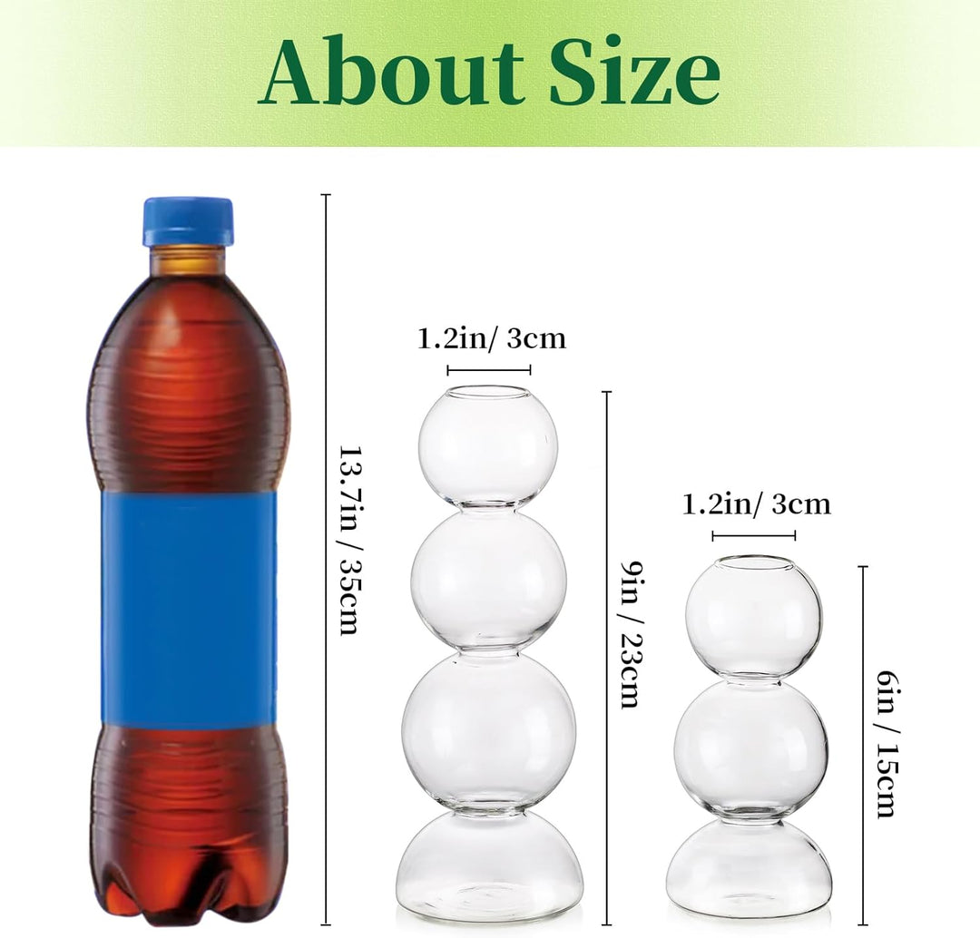 Glass Bubble Vases for Flowers 2pcs Unique Cute Single Flower Vase for Centerpieces