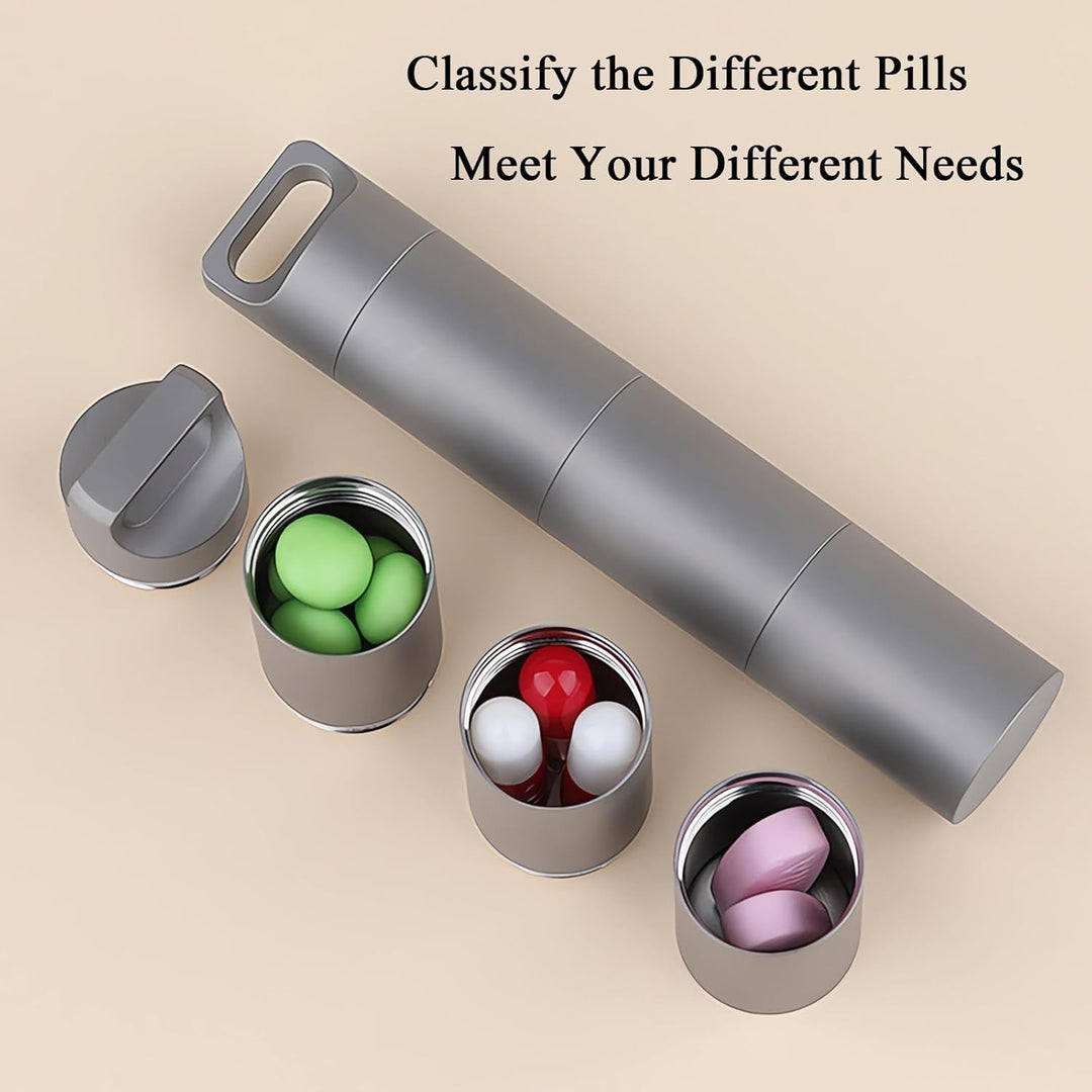 Waterproof Pocket Pill Container 304 Stainless Steel Portable Pill Case Organizer for Outdoor Travels