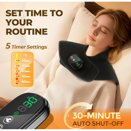 VIGOR cordless heating pad with 5 timer settings and 30-minute auto shut-off