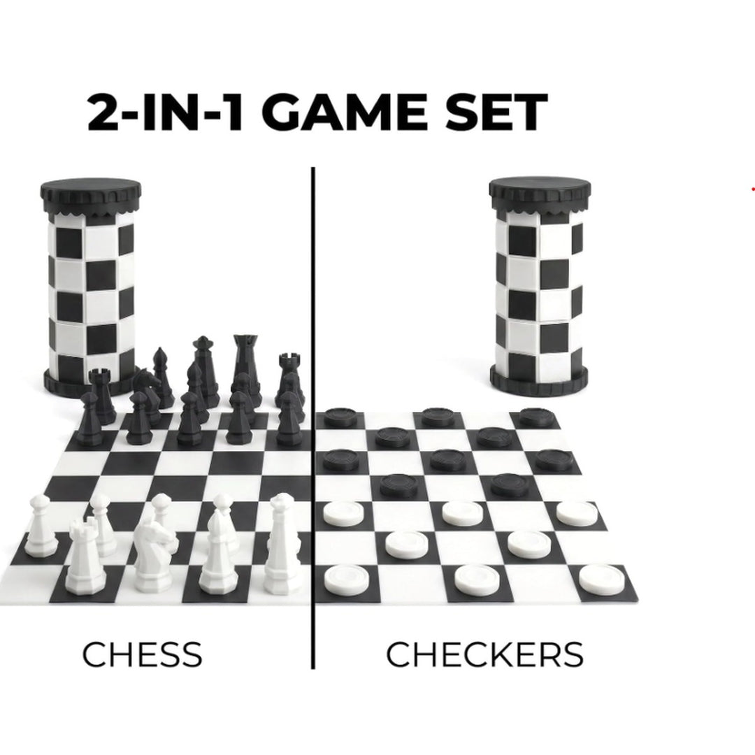 VIGOR 2-in-1 game set showing chess on one half and checkers on the other