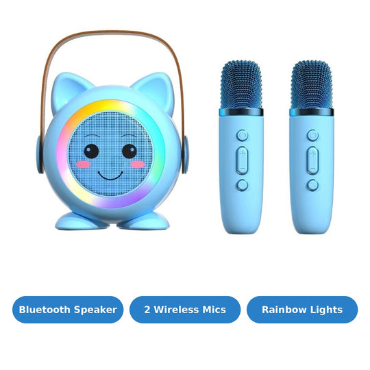 Kids karaoke machine features: magic voice effects, Bluetooth 5.3, light show