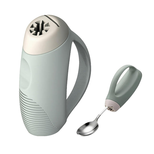 Adaptive utensil grip handle with thick ergonomic loop handle and a spoon attached