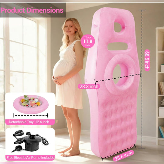 Size diagram of 68.5in extra-long inflatable pregnancy pool float