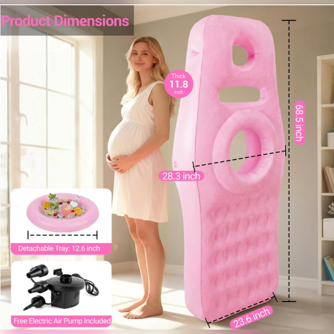 Size diagram of 68.5in extra-long inflatable pregnancy pool float