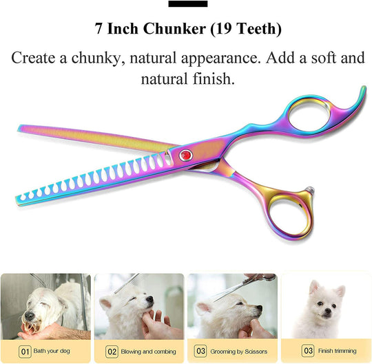 Professional Dog Grooming Scissors Set, 7 Inch Pet Grooming Scissors