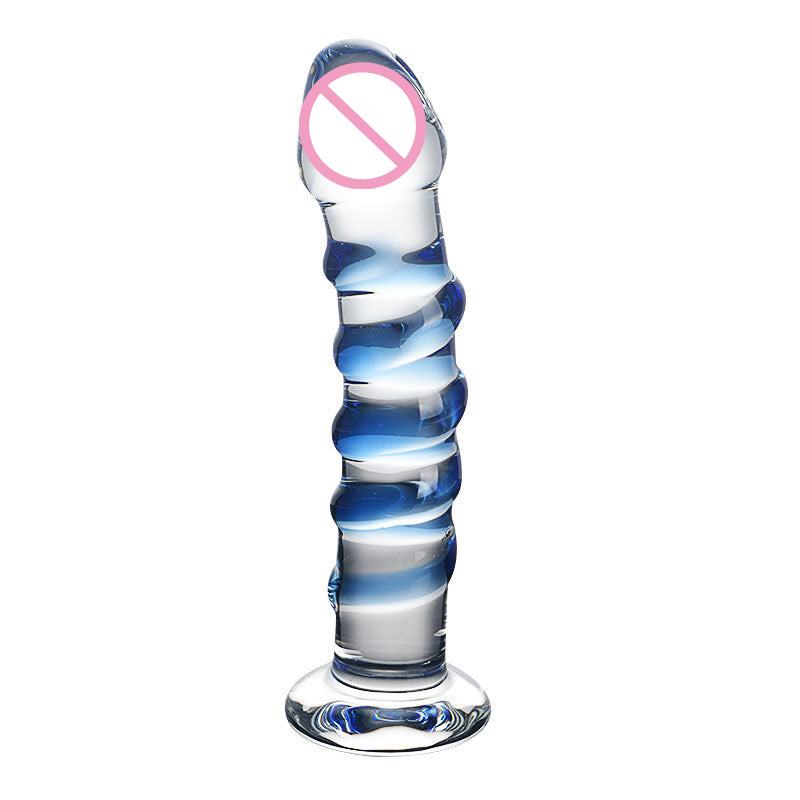 Blue Pattern Glass Crystal Transparent Toy & Big Huge Realistic 12 inch Dildo For Women - MOQ 10 Pcs