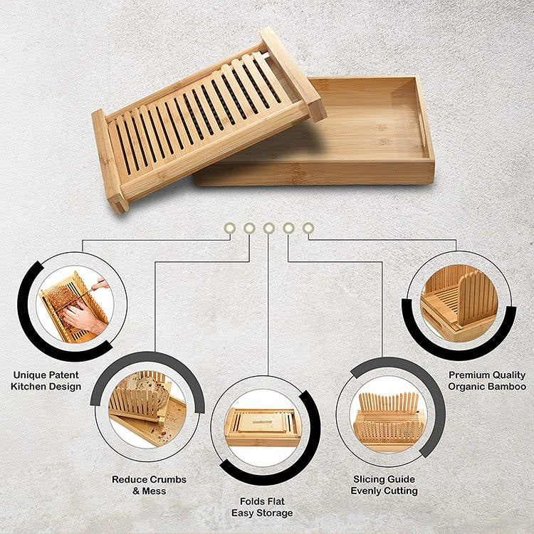 Legend Foldable toast wooden Bamboo Bread Slicer for Homemade Bread (10 Sets)