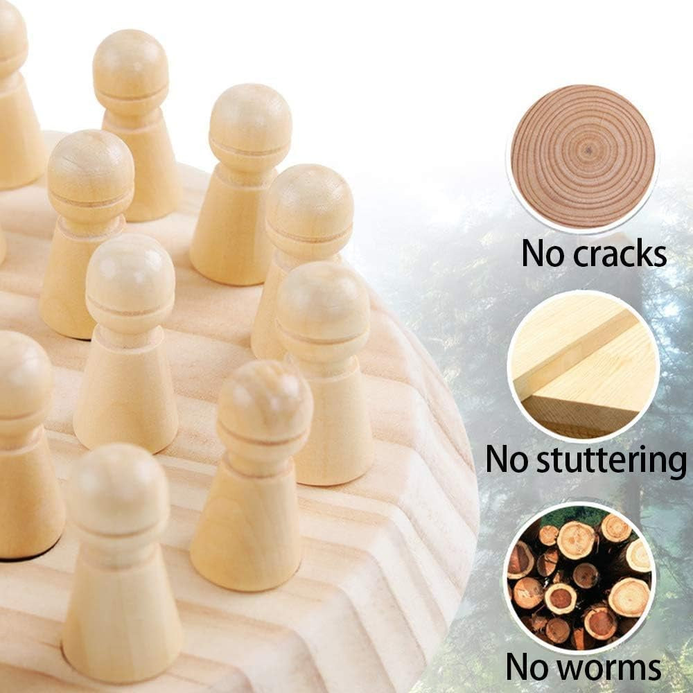 Wooden Memory Chess Matching Game: Family Board Games for Kids and Adults