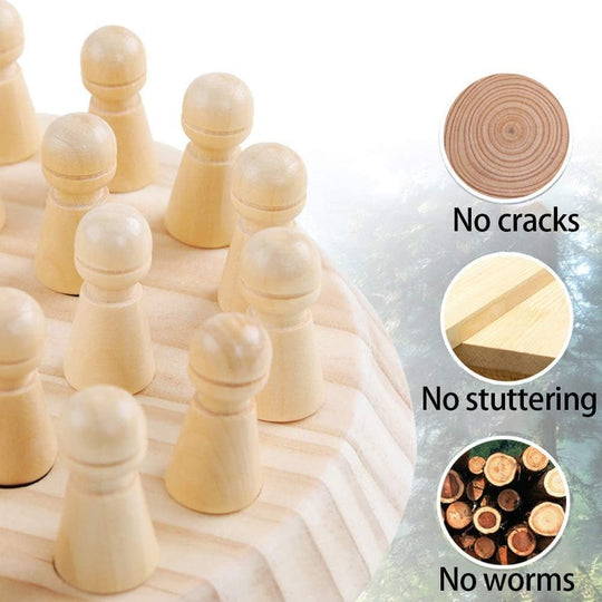 Wooden Memory Chess Matching Game: Family Board Games for Kids and Adults