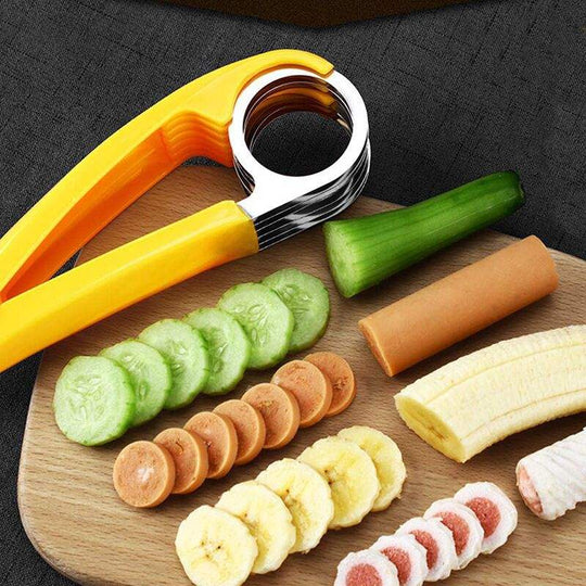 Stainless Steel Banana Chopper Fruit Cutter Cucumber Vegetable Peeler slicers(Bulk 3 Sets)