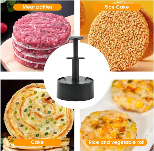 Modern Stainless Steel Burger Press Tool 100 PCS Wax Disc Papers 10.3 CM Diameter Patties Maker for BBQ Cooking Stuffed Burgers(Bulk 3 Sets)