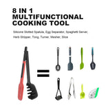 Professional high quality 8 in 1 multifunctional portable food grade silicone kitchen utensils cooking tool sets