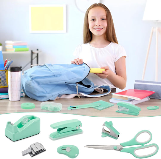 Desk Accessory Kit Cute Office Supplies Set Desktop Stapler Set