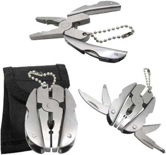 Multifunctional All In One Tool Mini Plier Keychain Set - 6-in-1 Multitool Plier, Adjustable Wrench & Carry Case