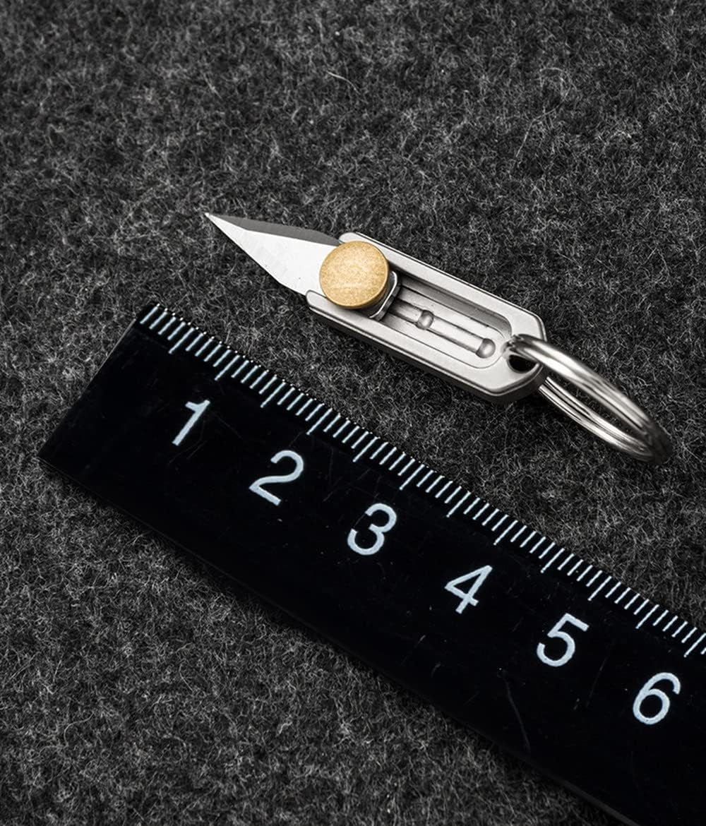 EDC Titanium Metal Alloy Light Weight Mini Little Tiny Small Wallet Button Push Keychain Pocket Knife