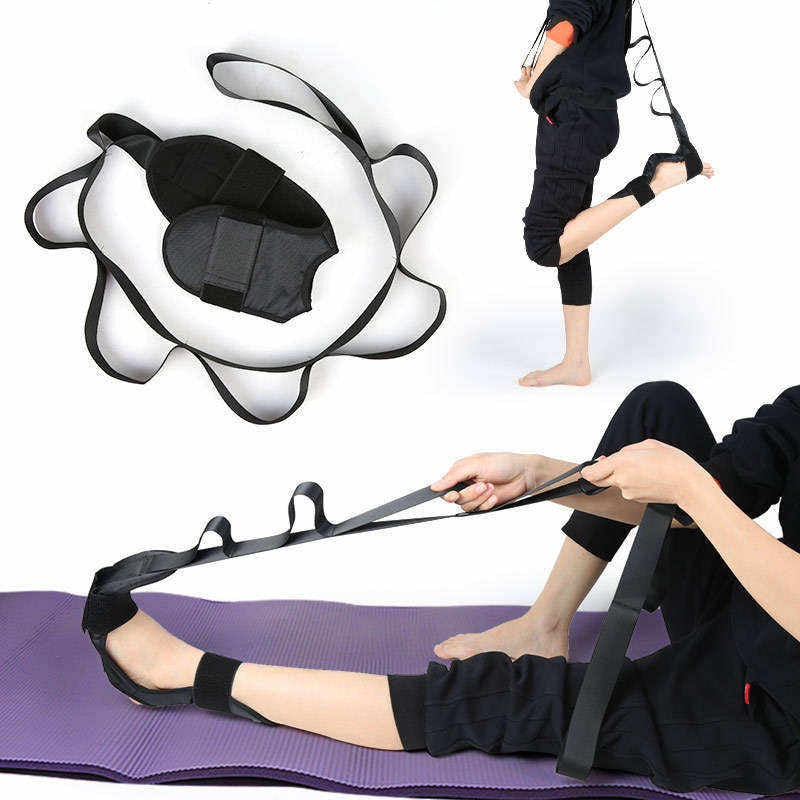 Yoga Stretch Strap Improves Strength and Relief to Heel Spurs, Calf, Thigh and Hip