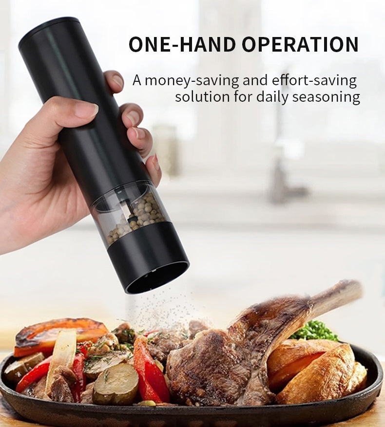 Electric Salt and Pepper Grinder Set Automatic One Touch Pepper Grinder Easy Use Pepper Mill