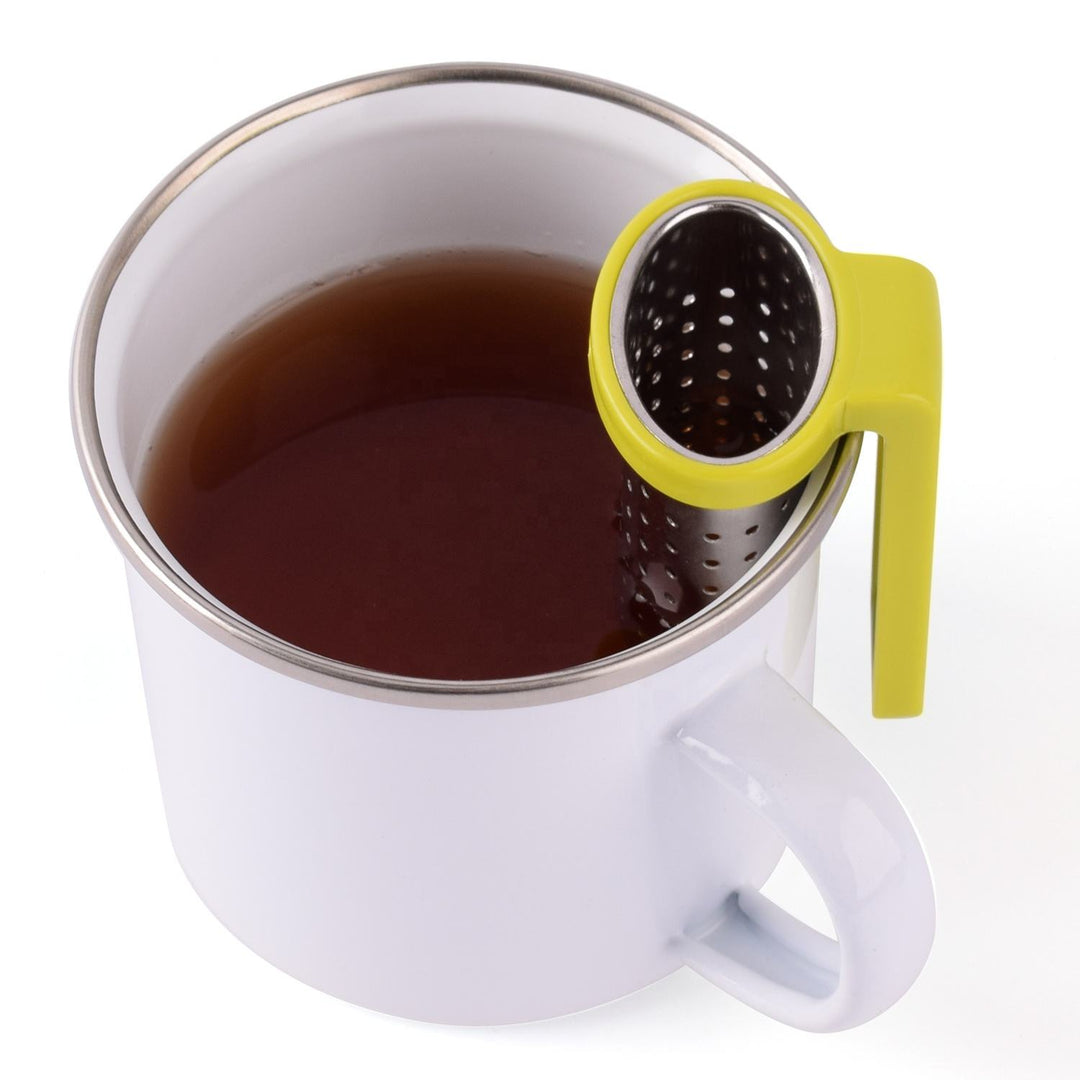 Stainless Steel Tea Filter with a Hook Silicone Handle, The Hook Easily Hung