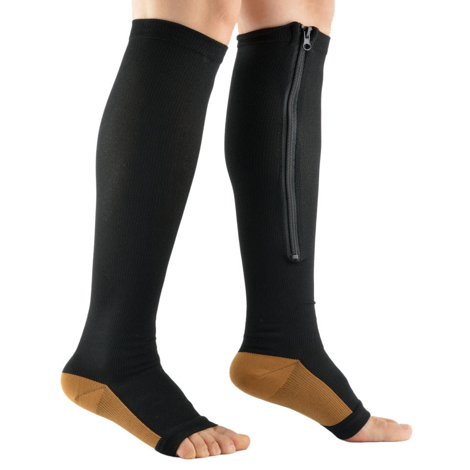 Fabric Soft Foot Care Ball of Foot Cushions & Zipper Compression Socks Calf Knee Combo Pack