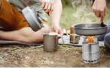 Portable Wood Burning Stove, Camping Stove Foldable Stainless Steel Backpacking Stove Camping Cookware Rocket Stove Solid Alcohol stove for Camping Hiking Picnic Indoor Outdoor