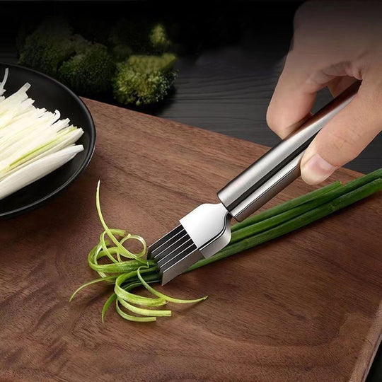 Kitchen Stainless Steel Onion Slicer Cutter Scallion Shredder Knife Vegetable & Fruit Tools