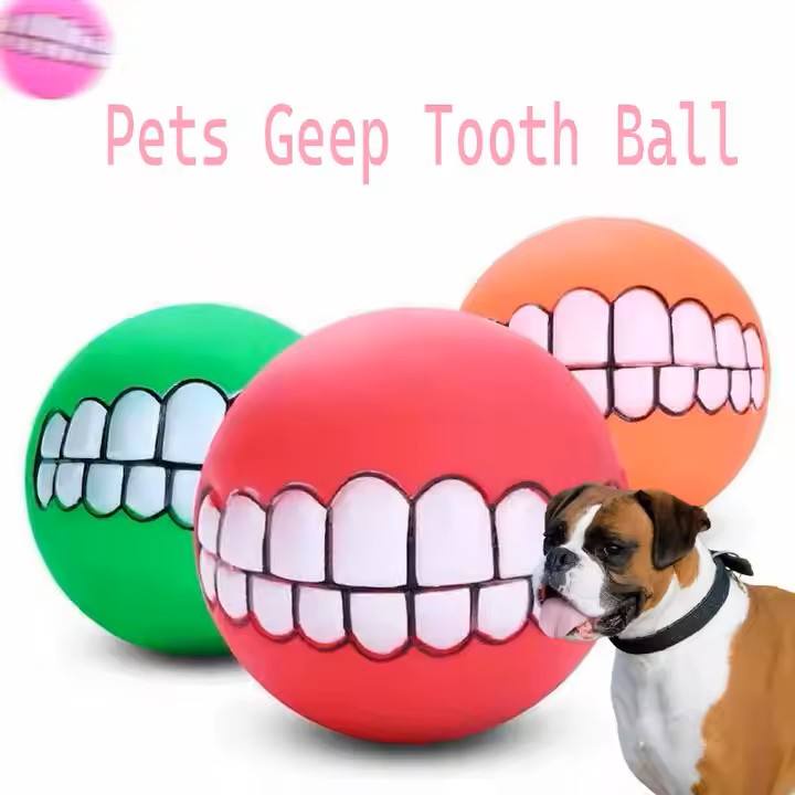 Interactive Funny  Dog Chew Toy Balls Colorful Vinyl with Tooth Pattern Design Squeaky Sound Pet Toy for Cats and Dogs (10 Pack)