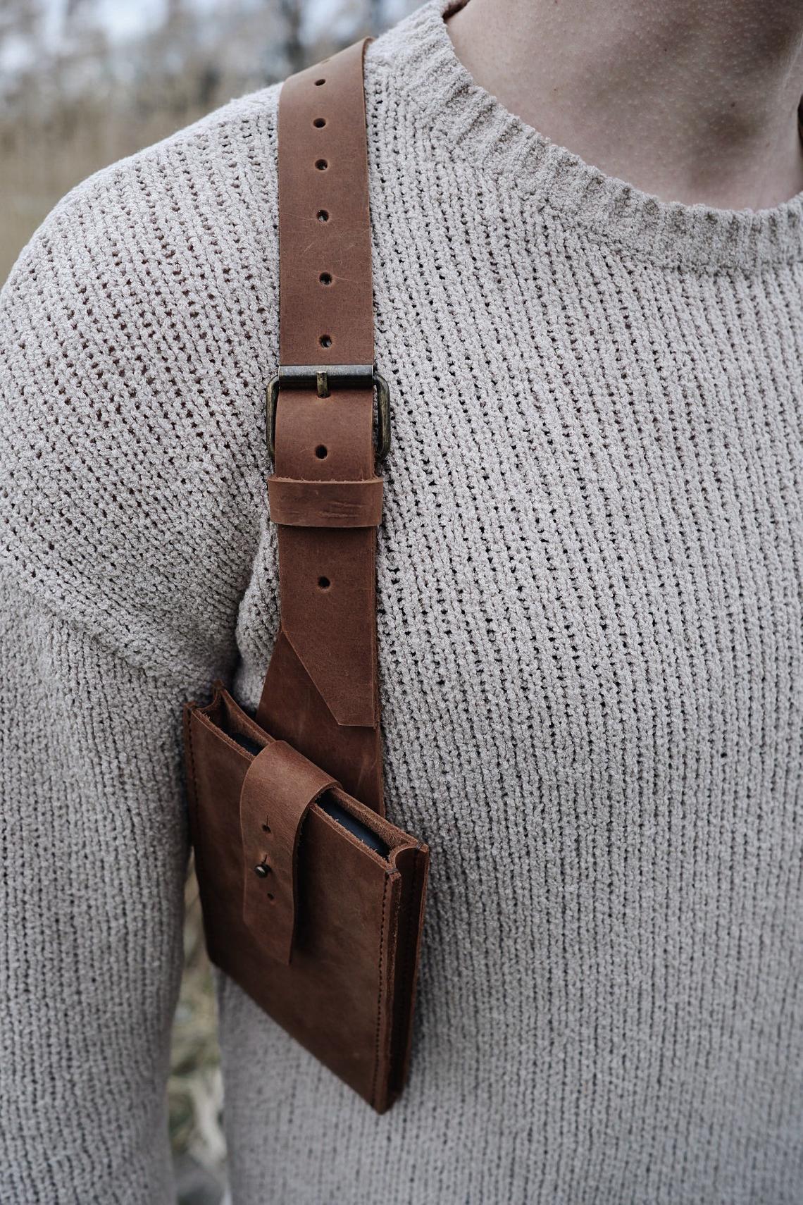 Mens leather shoulder holster bag shop