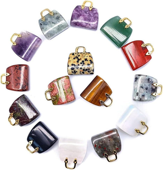 Chakra Stones Hand Carved Gemstone Healing Crystals Handbag Shaped