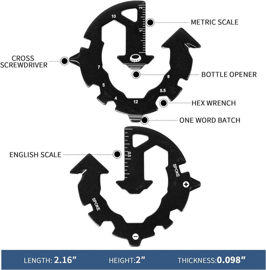 Keychain Multi-tool Metal Pocket Tool for men Portable No rust multi-function tools Wrench for Screw,ruler and bottle opener,13 in 1 Total Routine maintenance(10 Pack)