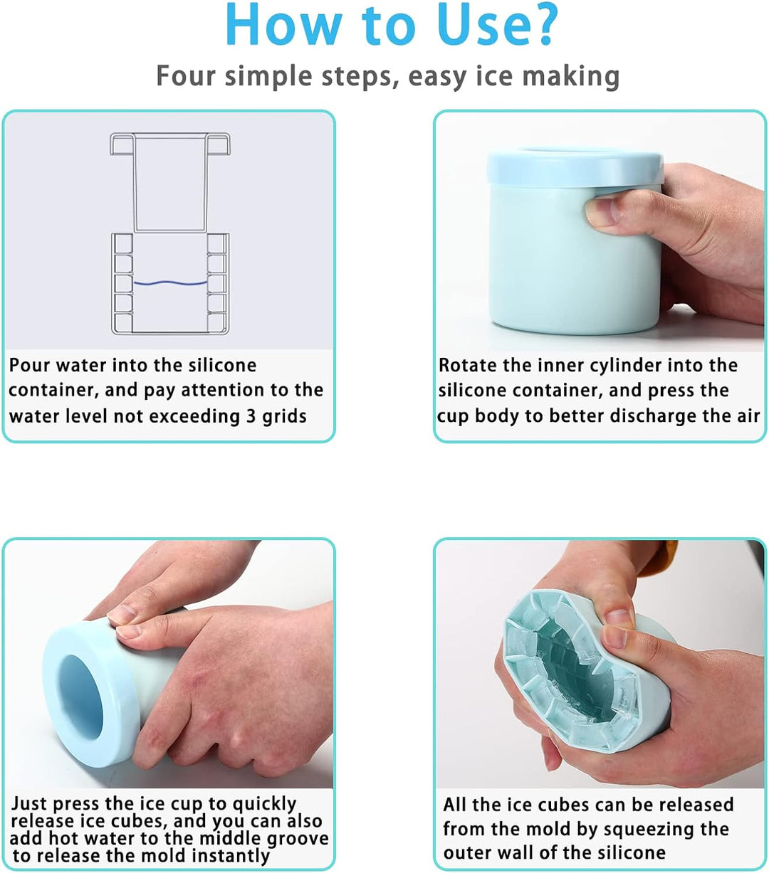 Silicone Ice Bucket Cup Mold Round Cylinder Ice Cube Making Mould(Bulk 3 Sets)