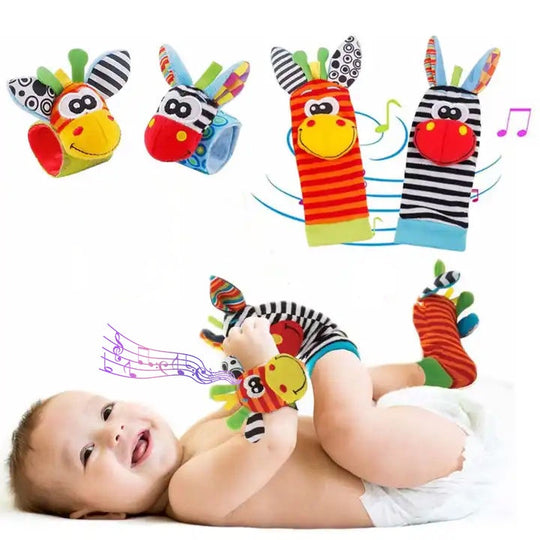 Infant bed bell baby kids plush Toddler Baby Handbell Ring Bell socks Toy Jungle Wrist Rattle Foot Finder (10 Pack)