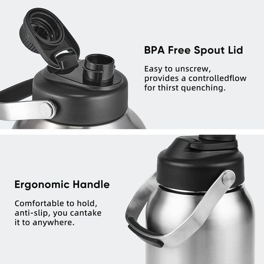 Stainless Steel 1 Gal Insulated Water Bottle For Hot & Cold Drinks