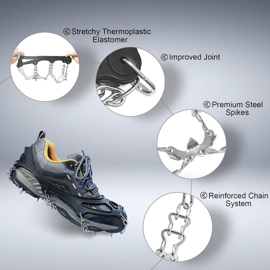 Anti Slip Crampons Ice Cleats for Hiking Snow Boots Shoes 28 Spikes
