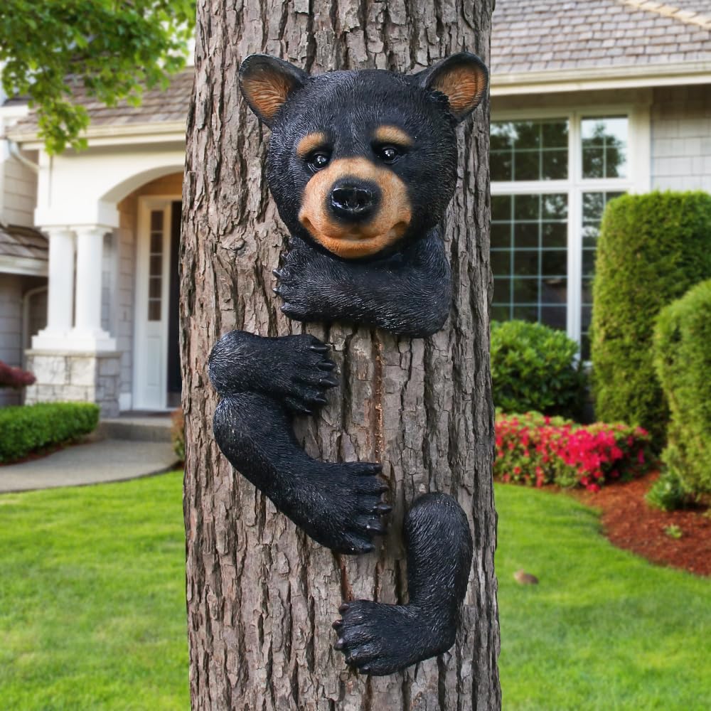 Bear Tree Peeker Garden Ornament Outdoor Decor Yard Art