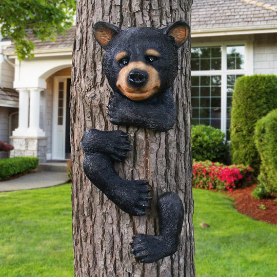Bear Tree Peeker Garden Ornament Outdoor Decor Yard Art