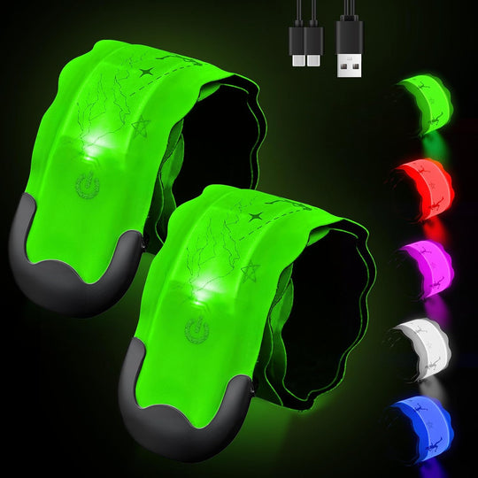 High Visibility Running Gear for Night Safety, 5 Colors & 3 Modes Light Up Wristbands for Night Walking