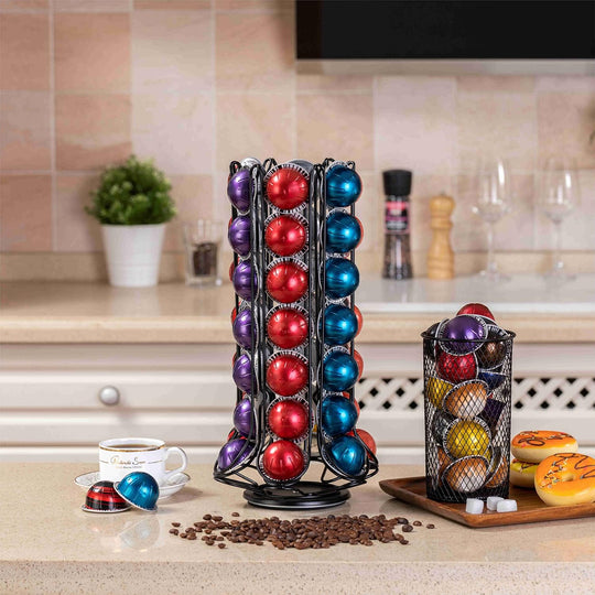 Rotating Coffee Bar Organizer Rack 60pcs Coffee Capsule Storage Organizer (MOQ 10 Sets)