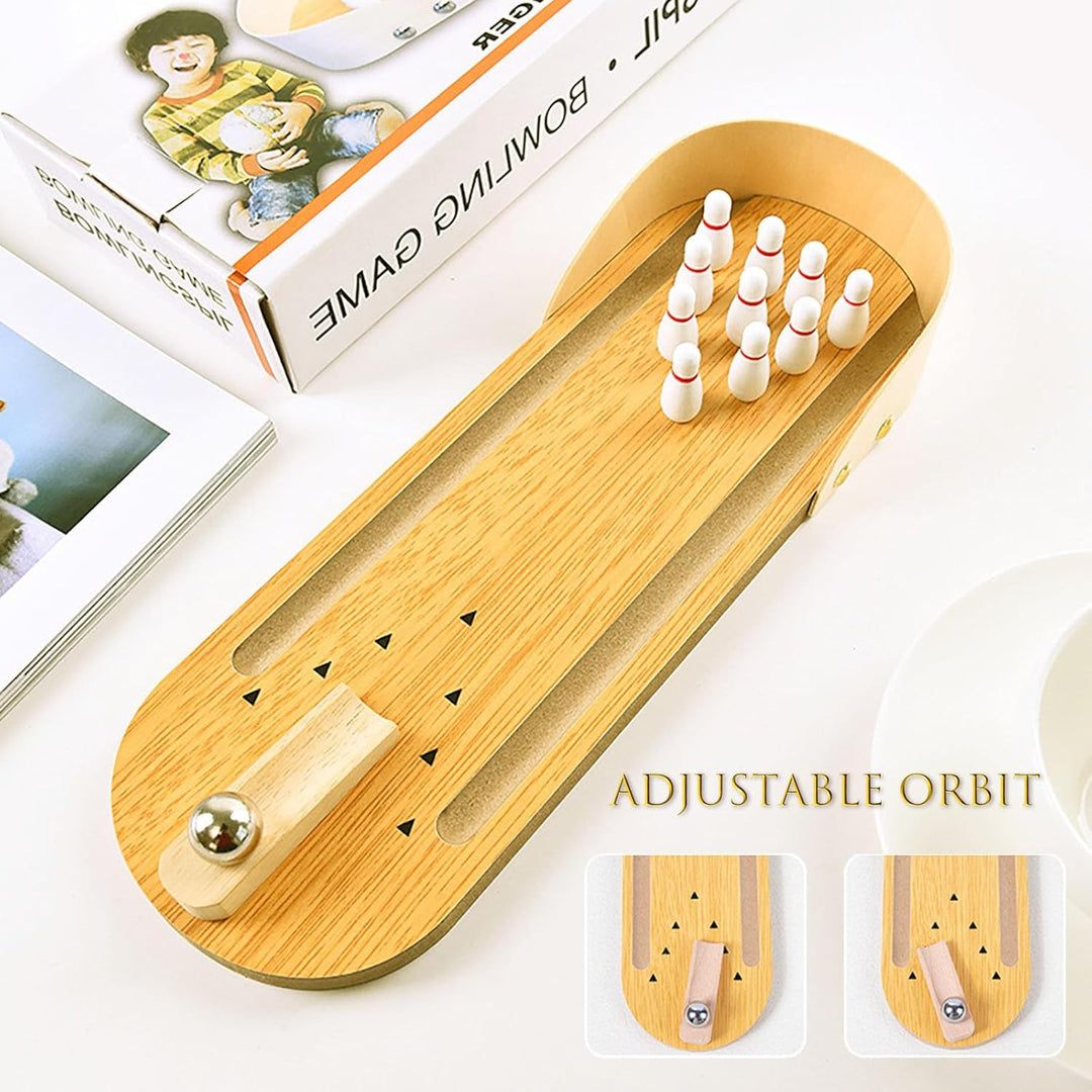 Wooden Mini Bowling Set - Stress-Relieving Desk Toys