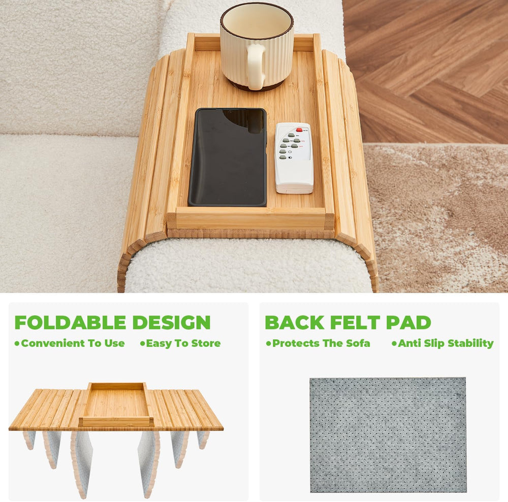 Bamboo Couch Cup Holder Arm Tray for Snack and Phone (MOQ 10 Pcs)