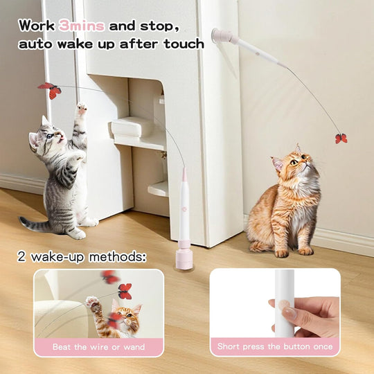 Smart Motion Activated Cat Wand Toy with Butterfly – Electric Interactive Toy for Cats (MOQ 10 ets)