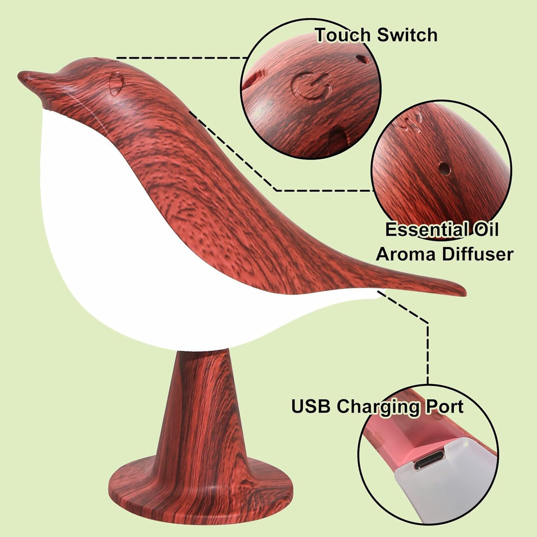 Night Light Aroma Diffuser with Bird Design Dimmable Detachable Sleep Aid Desktop Decor Ambient Lamp